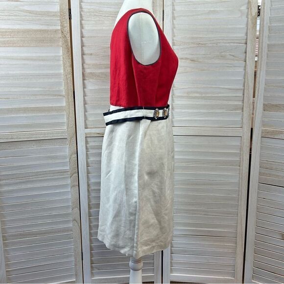 Vilagallo Linen Blend Embellished Sheath Dress 44 / 12 - Picture 6 of 16